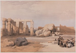 Egypten och Nubien, volym II: Fragment of the Great Colossi at the Memnonium, Thebe, 1847.