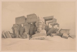 Egypten och Nubien: Volym I - nr 1, nr 2, Remains of the Portico of the Temple of Kom Ombo, 1838. av Louis Haghe