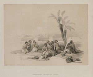 Egypten och Nubien, volym I: Abessiniska slavar vilar vid Korti-Nubia av Louis Haghe