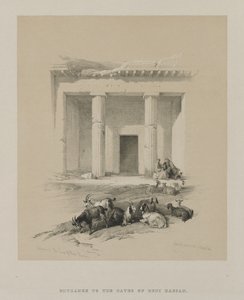 Egypten och Nubien, Volym I: Ingången till Beni-Hasans grottor, 1847. av Louis Haghe