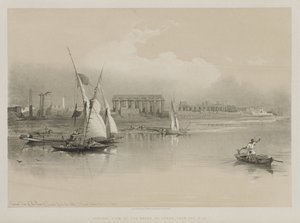 Egypten och Nubien, volym I: Allmän syn på ruinerna av Luxor, från Nilen, 1846. av Louis Haghe