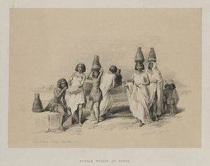 Egypten och Nubia, Volym I: Nubian Women at Kortie, on the Nile, 1847. av Louis Haghe