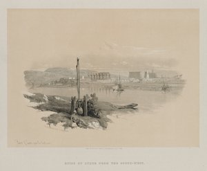 Egypten och Nubien, volym I: Ruinerna av Luxor från sydväst, 1846. av Louis Haghe