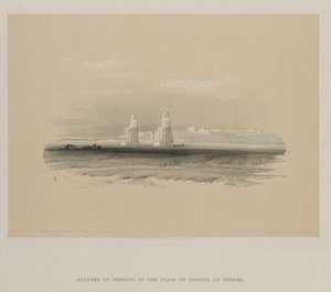 Egypten och Nubien, volym I: Statyer av Memnon, Thebe, 1846. av Louis Haghe