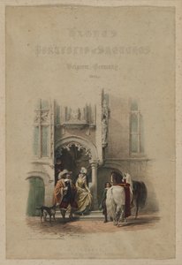 Haghes Portfolio of Sketches. Belgien. Tyskland, vol. III: Titelsida, på en dörr...Brugge, 1850. av Louis Haghe