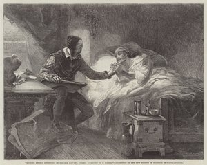 Michael Angelo går på sin sjuka tjänare, Urbino av Louis Haghe