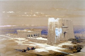 Sandstentemplet i Edfu, tillägnat den falkhövdade guden Horus, Egypten, 1838 av Louis Haghe