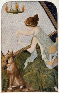 Penelope med sin gobeläng - panel broderad av H. de Rudder av Louis Henri de Rudder