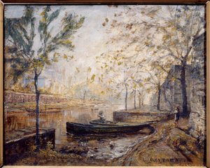 Riverside. Målning av Louis Carrand (1821-1899) av Louis Hilaire Carrand