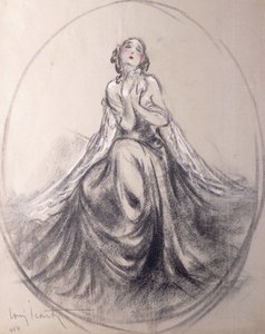 En sittande dam i teatralisk ställning av Louis Icart