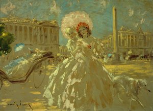 Place de la Concorde (olja på duk) av Louis Icart