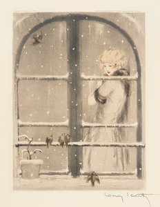 The Four Seasons: Winter, c.1928 (handfärgad torrnål och akvatint) (se även 745548-50) av Louis Icart
