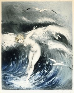 Venus i vågorna, ca. 1931 (färgetsning och torrnål)