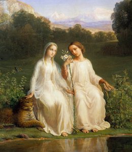 Själens dikt; Jungfruar. Målning av Anne Francois Louis Janmot (1814-1892) av Louis Janmot