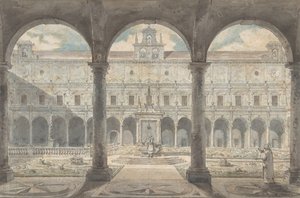 Cloister of the Certosa di San Martino, Neapel, ca.1777-1779. av Louis Jean Desprez