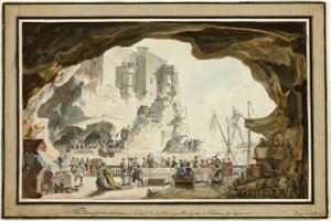 Utsikt över Grotta di Palazzo med bankett