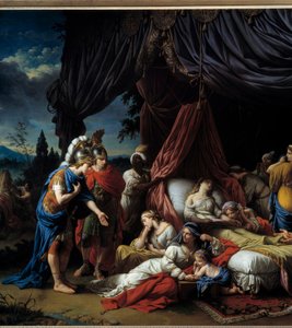 Darius hustrus död. Detta verk, inspirerat av Rollins antika historia och serien av triumfer av Alexander de Le Brun, föreställer den grekiske kejsaren samlad framför kroppen av Darius hustru. Denna målning målad i Rom bär omnämnandet LAGRENEE PINXIT av Louis Jean François Lagrenée