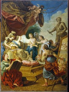Kejsarinnan Elisabeth av Ryssland (Tsarina Elisabeth I Petrovna Romanov, känd som Clemente (1709-1762), konstens beskyddare. (kejsarinnan Elisabeth Petrovna som konstens beskyddare). Målning av Louis Jean Francois Lagrenee (1725-1805), olja på webben