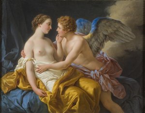 Cupidon et Psyche - Amor och psyke, av Lagrenee, Louis-Jean-Francois (1725-1805). Olja på duk