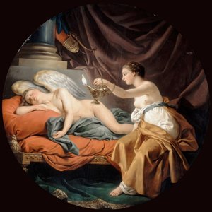 Psyche Överraskande sovande Amor