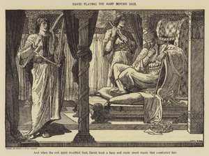 David spelar harpa inför Saul av Louis John Rhead