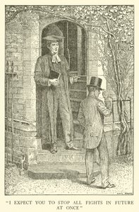 Illustration för Tom Browns skoldagar (gravyr) av Louis John Rhead