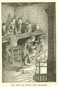 Illustration för Tom Browns skoldagar (gravyr) av Louis John Rhead