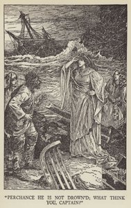 Kanske är han inte drunknad; vad tycker du, kapten? av Louis John Rhead