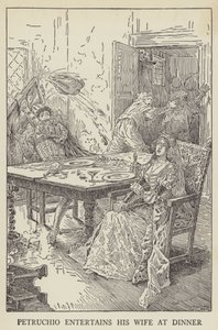 Petruchio underhåller sin fru vid middagen av Louis John Rhead