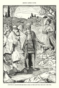 Shimei förbannar David (litografi) av Louis John Rhead