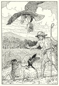 Örnen och kajan (litografi) av Louis John Rhead