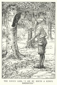 Korpen sa: "Jag är av födseln en kungadotter" (litho) av Louis John Rhead