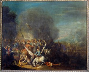 Slagscenmålning av Louis Joseph Watteau dit Watteau de Lille (1731-1798)
