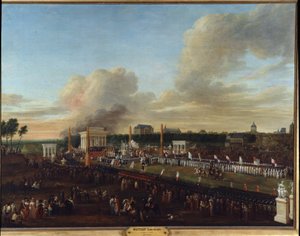 Franska revolutionen: "" Utsikt över festen för Confederation of Departments of the North, Somme och Pas de Calais"" Målning av Louis Joseph Watteau dit Watteau de Lille (1731-1798)