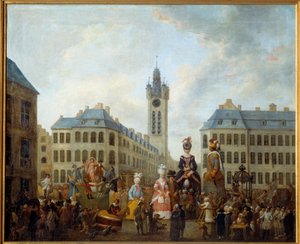 Familjen till den stora handsken i Douai. Målning av Louis Joseph Watteau dit Watteau de Lille (1731-1798)
