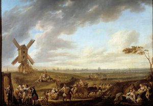 Vy över Lille tagen från guden Marcq. Målning av Louis Joseph Watteau dit Watteau de Lille (1731-1798)