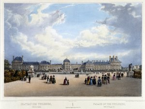 Utsikt över palatset och Tuileriernas trädgård - i "" Promenade dans Paris et ses environs", av Jacottet och Benoist, Paris, v.1840