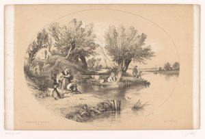 Fiskare på en sjö Pittoreska promenader (serietitel) Promenades pittoreska (serietitel på objekt) av Louis Julien Jacottet