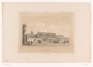 Utsikt över slottet i Versailles från trädgårdarna Facade du Château, Côté du Parc (titel på objekt) Ansikten i och runt Paris (serietitel) Versailles (serietitel på objekt) av Louis Julien Jacottet