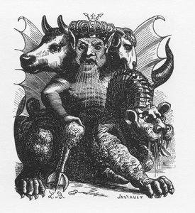 Asmodee demon av Bibeln - Asmodeus eller Ashmedai kung av demoner - i "The infernal dictionary"" av Collin de Plancy - Gravyr av L. Breton. Paris