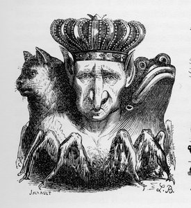 Bael - Baal - (demon) - Bael är huvudet för den infernaliska makten - i "" Le dictionnaire infernal"" av Collin de Plancy - Gravyr av L. Breton. Paris