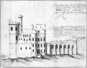 Portens och Hotel de Nesles fasad, 1662 (penna, bläck och tvätt på papper)