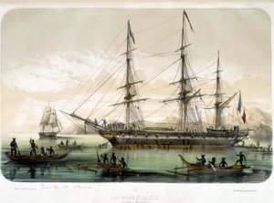 Astrolabben och Zelee anländer till Noukahiva, 1800-talet