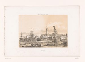 Utsikt över Arsenalen vid hamnen i Lorient Lorient. Interior du Portmilitary (titel på objekt) Contemporary France (serietitel) La France de nos jours (serietitel på objekt)