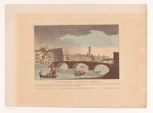 Utsikt över Ponte Santa Trinita i Florens Vue du Pont de la Trinité i Florens (titel på objekt) Stadsbilder i Italien, Spanien och Egypten (serietitel)