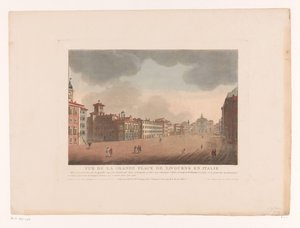 Utsikt över Piazza Grande i Livorno Vue de la Grande Place de Livourne en Italien (titel på objekt) Stadsbilder i Italien, Spanien och Egypten (serietitel)
