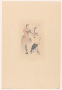 Cancan-dansare sitter på en stol medan du gör en flexibilitetsövning Brisement assis (avec professeur) (titel på objekt)