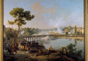 General Bonaparte ger sina order till slaget vid bron i Lodi (10 maj 1796) under Italiens första fälttåg (1796-1797) Målning av Louis Francois Lejeune (1775-1848) 1800-talets sön. 1,85 x 2,40 m av Louis Lejeune