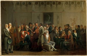 En samling konstnärer i ateljén hos Isabey ... av Louis Leopold Boilly