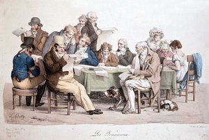 Män som läser tidningar - gravyr Louis Boilly med titeln "" Les journaux"" av Louis Leopold Boilly